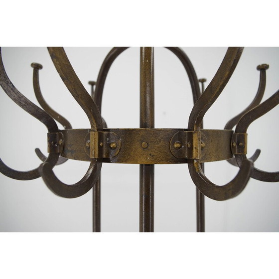 Image 1 of Vintage iron and brass finish coat rack by Vichr and Co., Austria 1900