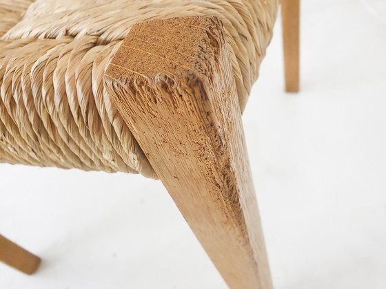 Image 1 of Set of four oak and sisal dining chairs model 401 by J.L Moller, Denmark 1970's