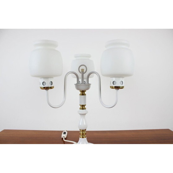 Image 1 of Pair of vintage glass and brass table lamps by Drukov Up, Czech 1970