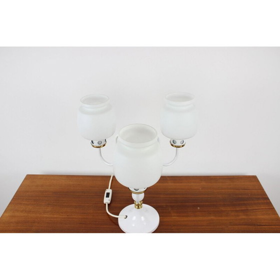 Image 1 of Pair of vintage glass and brass table lamps by Drukov Up, Czech 1970