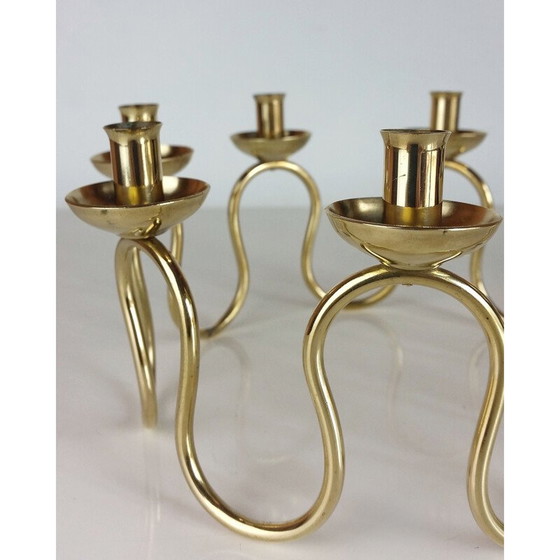 Image 1 of Scandinavian vintage brass candlestick by Lars Holmström for Arvika, 1950