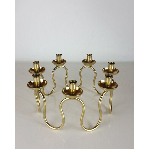 Scandinavian vintage brass candlestick by Lars Holmström for Arvika, 1950