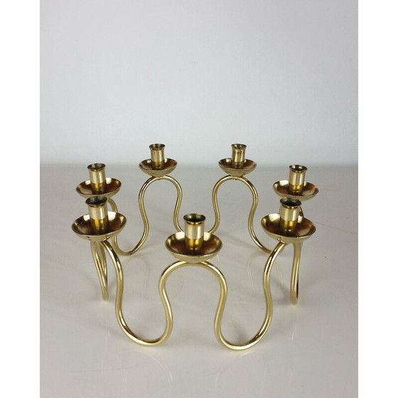 Image 1 of Scandinavian vintage brass candlestick by Lars Holmström for Arvika, 1950