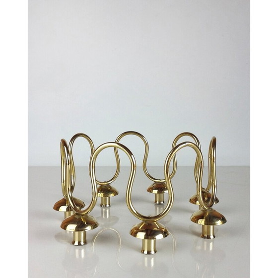 Image 1 of Scandinavian vintage brass candlestick by Lars Holmström for Arvika, 1950