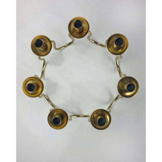 Image 1 of Scandinavian vintage brass candlestick by Lars Holmström for Arvika, 1950