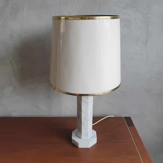 Image 1 of 1960s Marble Table Lamp White