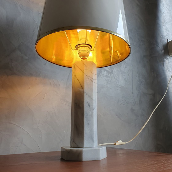 Image 1 of 1960s Marble Table Lamp White