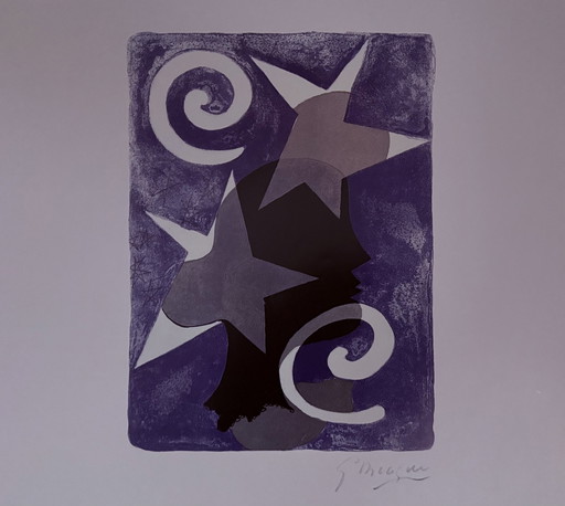 Georges Braque: "Composition Étoilée, 1986" Signed in the Plate.