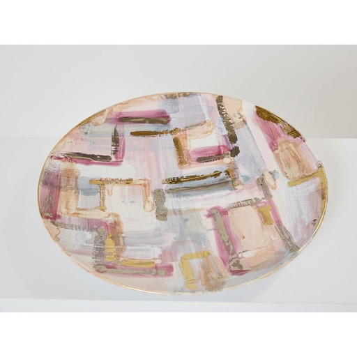 Vintage glazed ceramic dish by Les Héritiers, France 1990