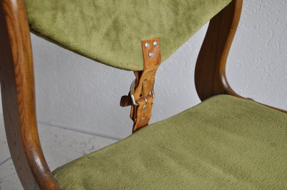 Image 1 of Midcentury dining chair with green velvet upholstery