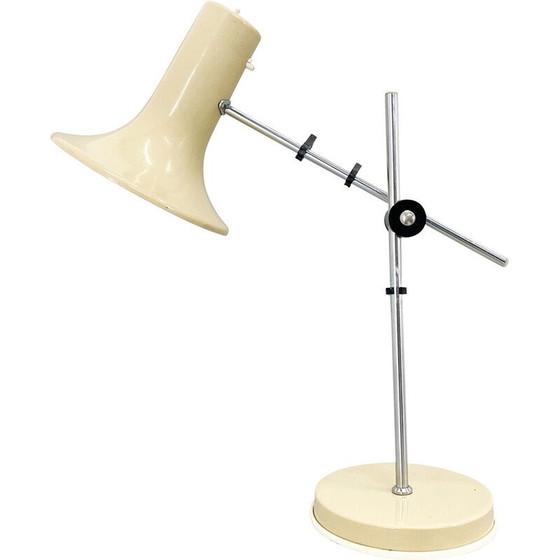 Image 1 of Lampada da tavolo vintage in metallo color crema, Ungheria 1970
