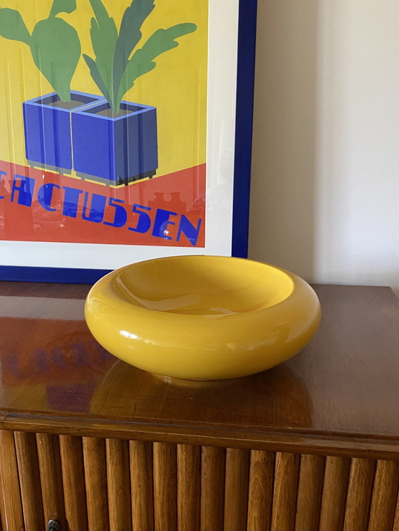 Image 1 of Space Age Large Yellow Ceramic Centerpiece / Vide Poche, Sicart Italy 1970S