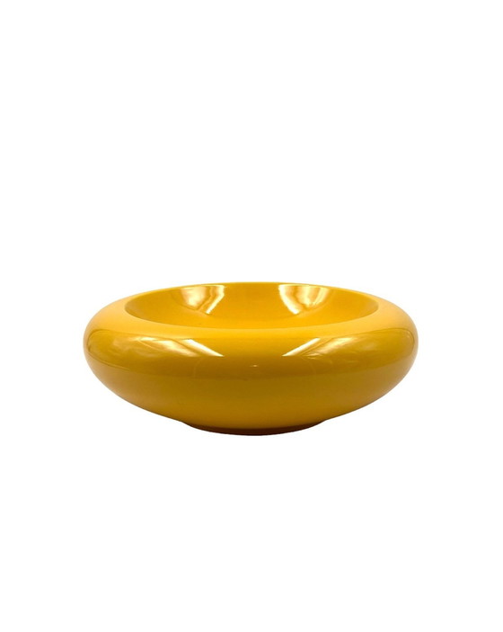 Image 1 of Space Age Large Yellow Ceramic Centerpiece / Vide Poche, Sicart Italy 1970S