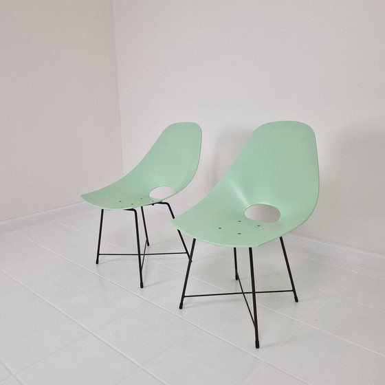 Image 1 of Pair of vintage chairs by Augusto Bozzi for Saporiti, Italy 1950s