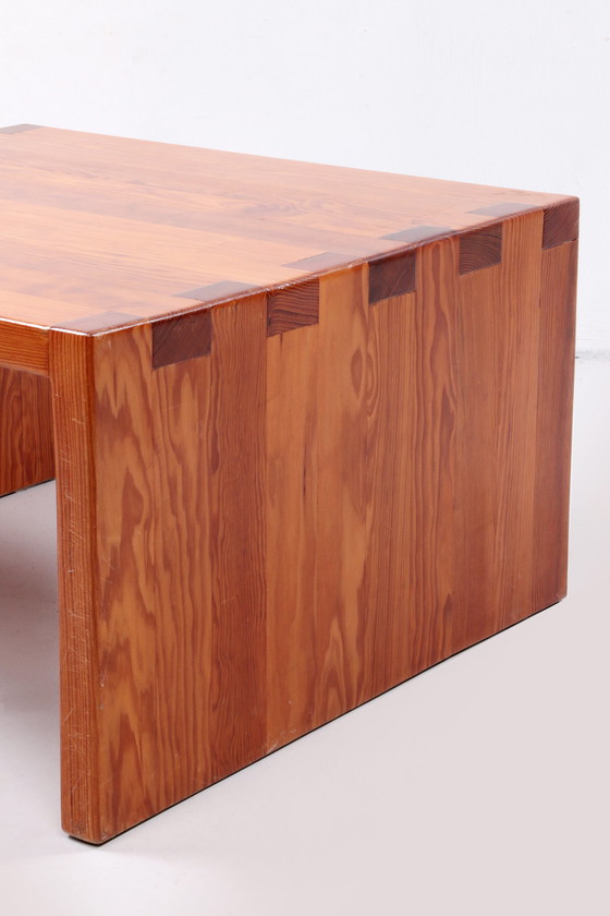 Image 1 of Vintage Brutalist Pine Wood French Coffee Table