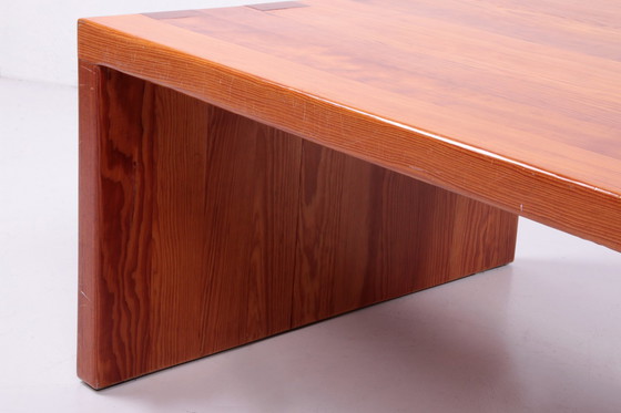 Image 1 of Vintage Brutalist Pine Wood French Coffee Table