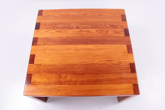 Image 1 of Vintage Brutalist Pine Wood French Coffee Table