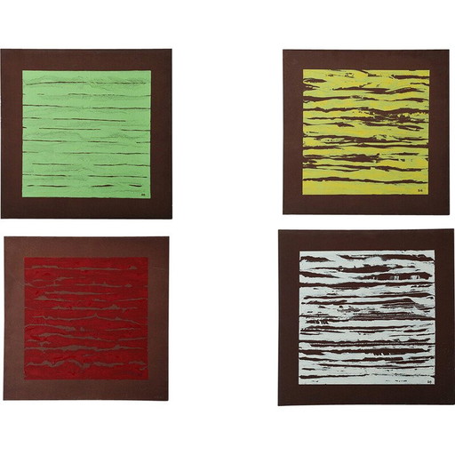 Conjunto de 4 cuadros antiguos de Ewa Söderström