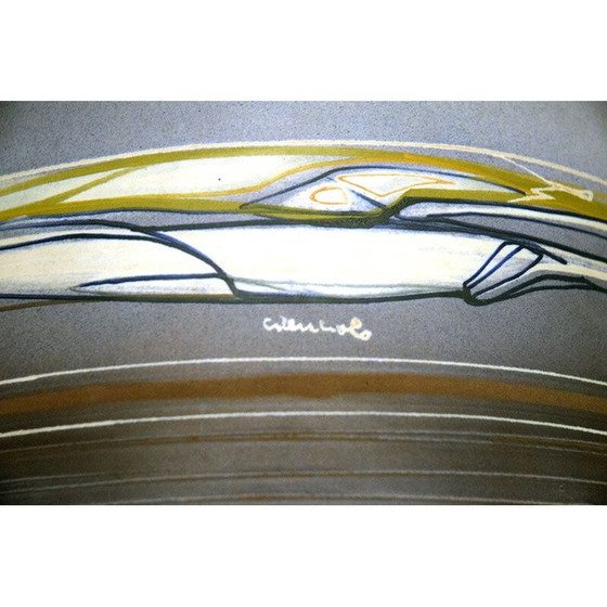 Image 1 of Vaso vintage in terracotta con decoro futuristico, 1960