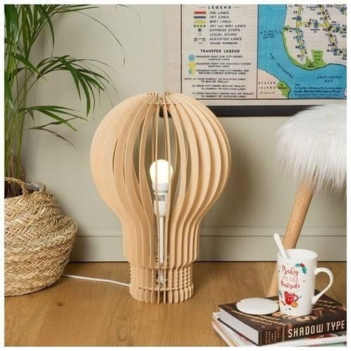 Lámpara De Mesa Ampoule En Bois Naturel