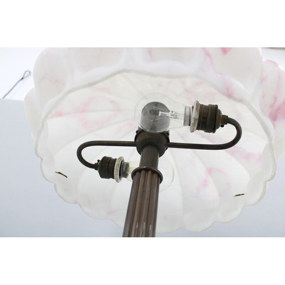 Image 1 of Vintage secession table lamp in brass and glass, Czechoslovakia 1920