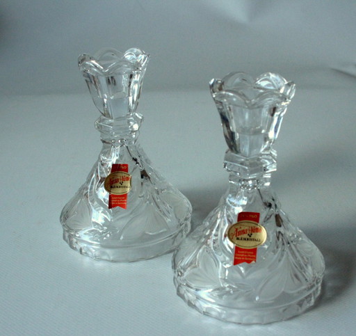 2 fine lead crystal glass candle holders from Annahütte