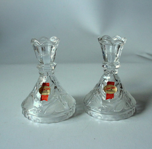 2 fine lead crystal glass candle holders from Annahütte