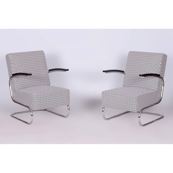 Image 1 of Coppia di poltrone vintage Bauhaus in acciaio cromato di Mücke Melder, Cecoslovacchia 1930