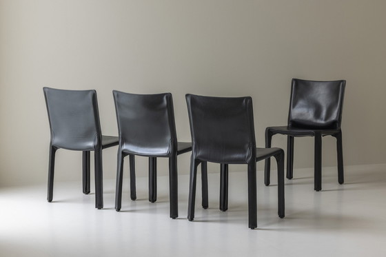 Image 1 of Set Of Six ‘413’ Cab Dining Chairs By Mario Bellini For Cassina, Italy 1977. 