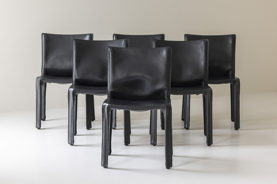 Image 1 of Set Of Six ‘413’ Cab Dining Chairs By Mario Bellini For Cassina, Italy 1977. 