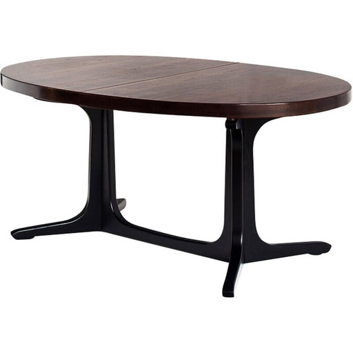 Vintage oakwood and elmwood table with extension, France 1970