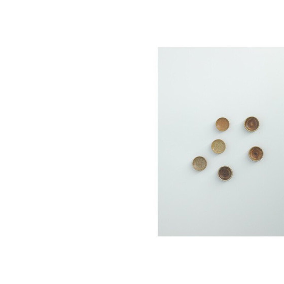 Image 1 of Set of 6 vintage brown stoneware collectible bowls by Gunnar Borg for Höganäs Ceramics, Sweden 1960