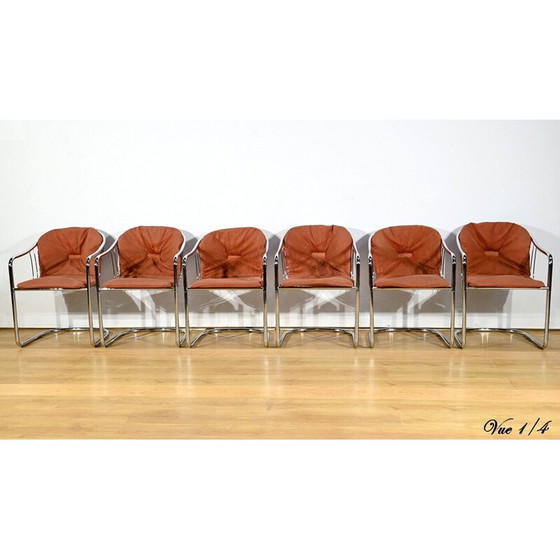 Image 1 of Set of 6 vintage chairs in chrome metal and wire for Rima, Italy 1970