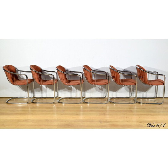 Image 1 of Set of 6 vintage chairs in chrome metal and wire for Rima, Italy 1970