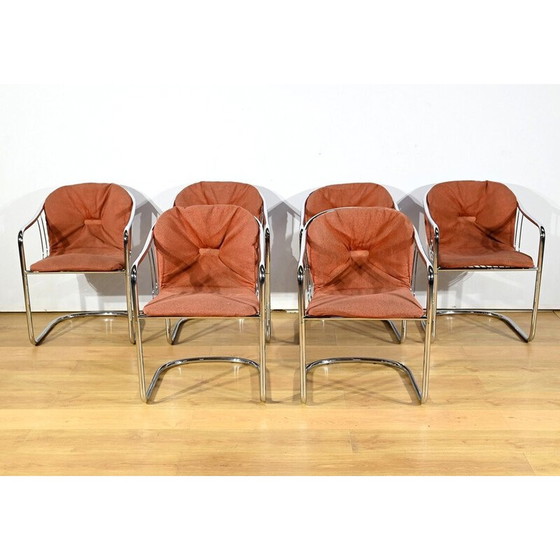 Image 1 of Set of 6 vintage chairs in chrome metal and wire for Rima, Italy 1970