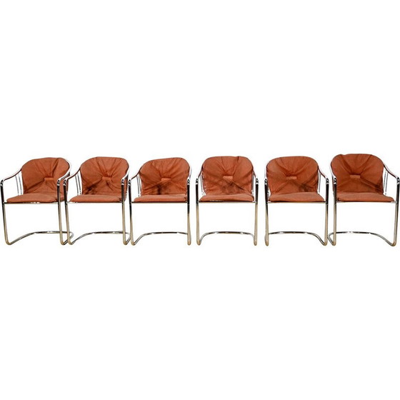 Image 1 of Set of 6 vintage chairs in chrome metal and wire for Rima, Italy 1970
