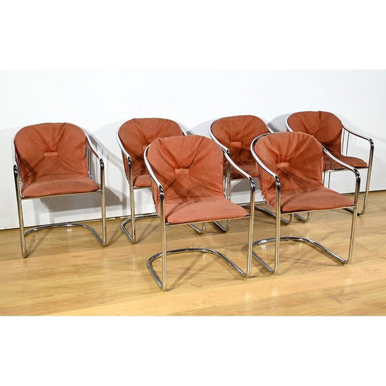 Image 1 of Set of 6 vintage chairs in chrome metal and wire for Rima, Italy 1970