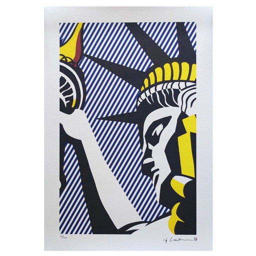 Vintage Roy Lichtenstein "I Love Liberty" Limited Edition Lithograph – lithos zeefdrukken, Paper