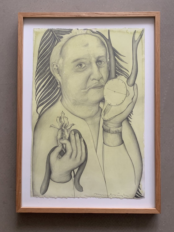 Image 1 of Dibujo Janpeter Muilwijk, Retrato Cor Hoek, 100 retratos de Zelanda, 2000