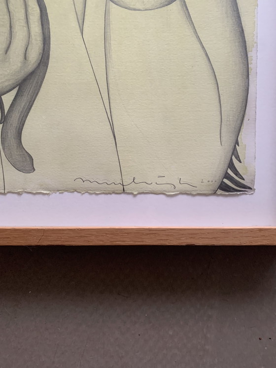 Image 1 of Dibujo Janpeter Muilwijk, Retrato Cor Hoek, 100 retratos de Zelanda, 2000