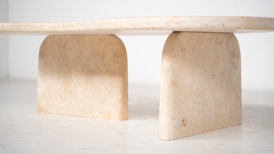 Image 1 of Contemporary Bean Shaped Coffee Table, Travertine