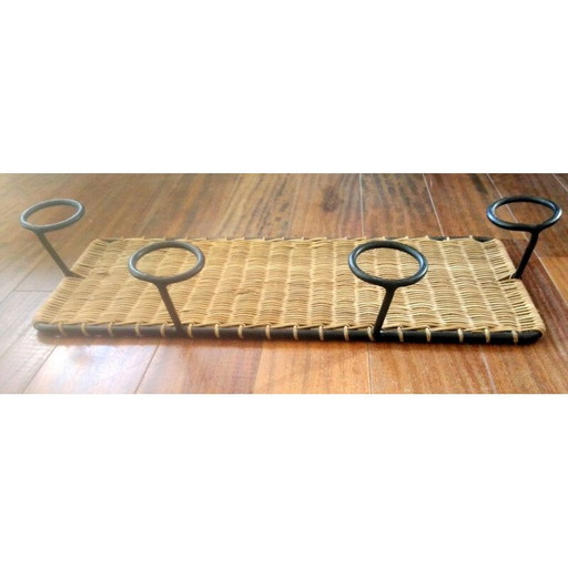 Vintage rattan coat rack, 1950