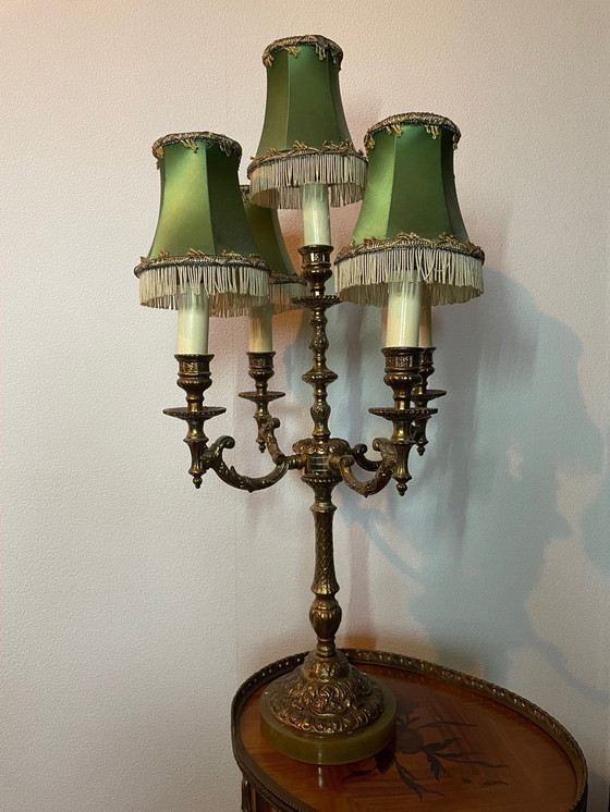 Image 1 of Golden Metal Candelabra Table Lamp,  19Th-20Th Century