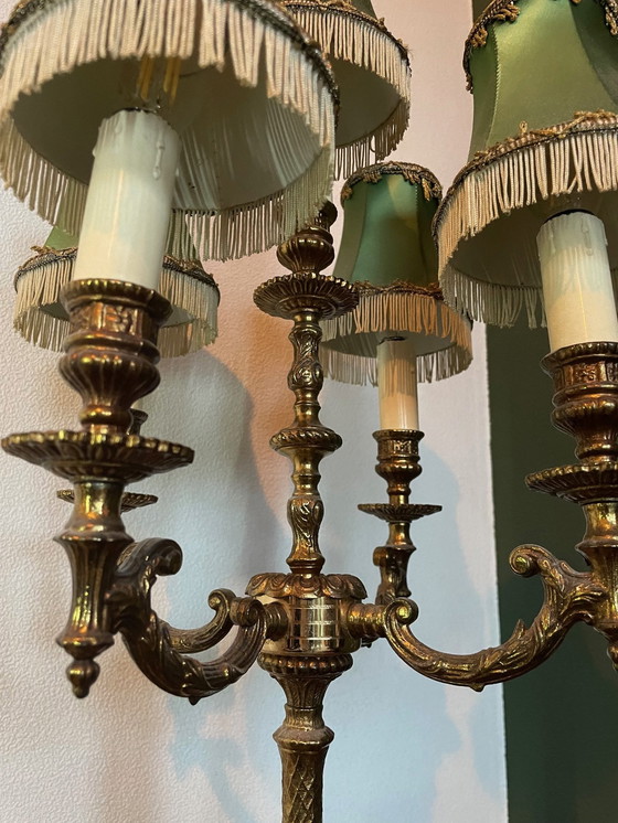 Image 1 of Golden Metal Candelabra Table Lamp,  19Th-20Th Century