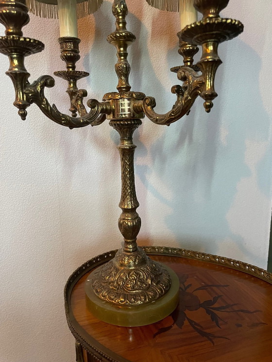 Image 1 of Golden Metal Candelabra Table Lamp,  19Th-20Th Century