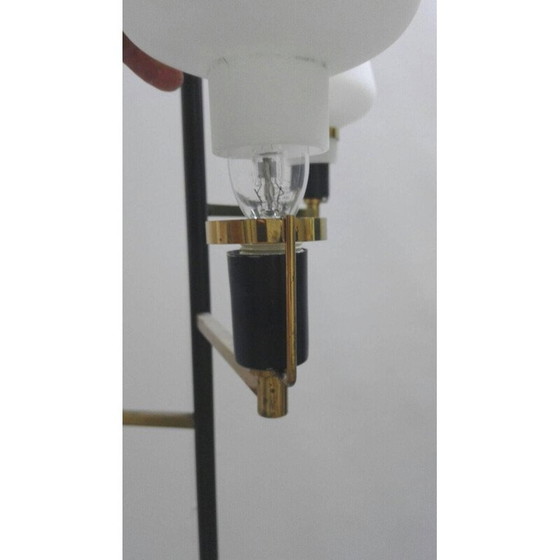 Image 1 of Lampadario vintage in ottone e vetro di Oscar Torlasco - anni '60