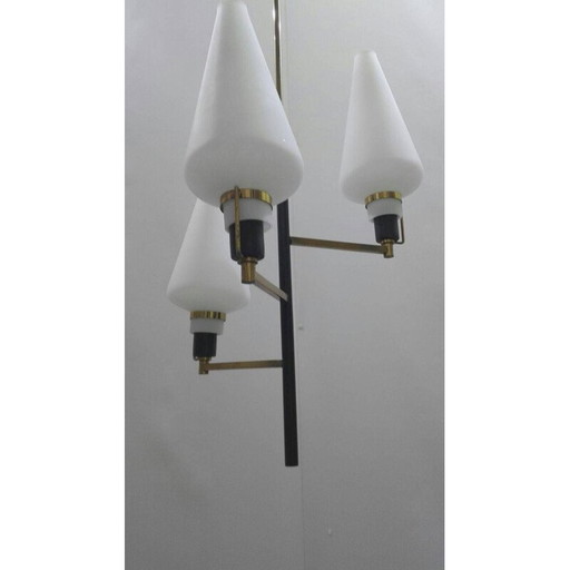 Vintage chandelier in Brass and Glass by Oscar Torlasco - 1960s