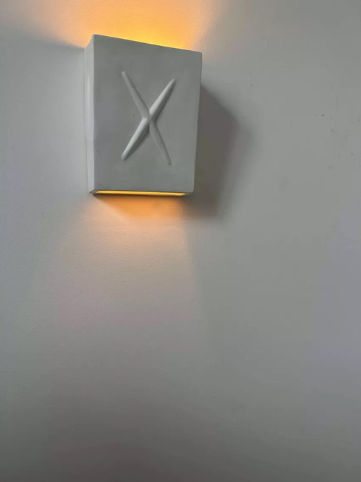 Vintage wall lamp Plaster, Matte White, France 1970