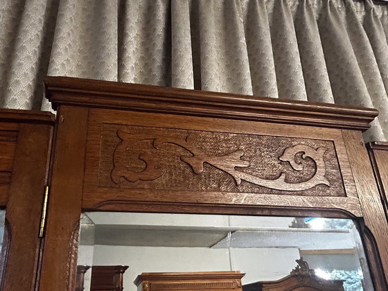 Image 1 of Antique mirror sideboard Art Nouveau marble top oak