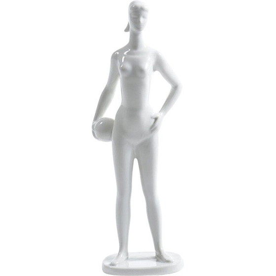 Image 1 of Statua di donna in porcellana bianca d'epoca, Cecoslovacchia 1960